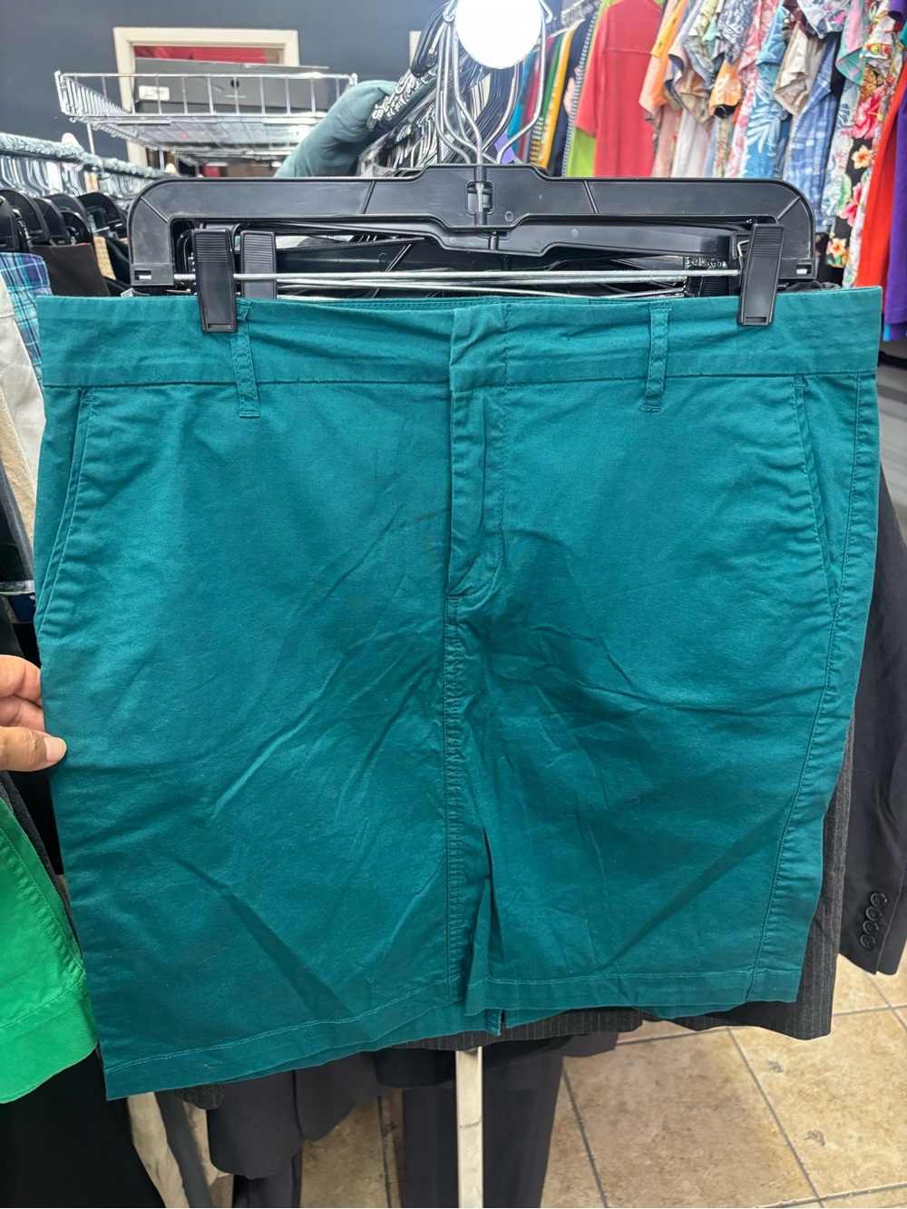 Kut from the Kloth Teal Flat-Front Cotton Skirt